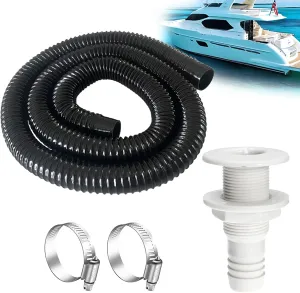 1-1/8 Boat Bilge Pump Hose Kit,1100gph Electric 12v Bilge Pump Can Choose,1-1/8 Dia 6 FT Kink-Free PVC Hose,1-1/8 Inch ABS Thru-Hull Fitting,2PCS Stainless Steel Hose Clamps for Boat Marine