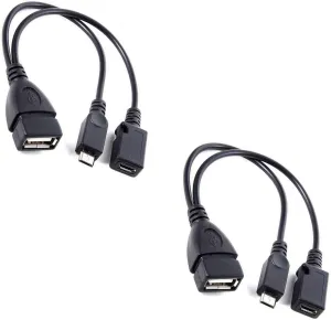 [2 Pack] OTG Cable Adapter, 2-1 USB Cable for Firesticks 4K/4K Max/Cube/lite/2nd Gen Fire Stick Storage Expansion, Ethernet USB Port, Micro Power Connection