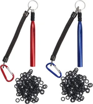 2 Pack Wacky Rig Tools and 200 PCS Worm O Rings, Wacky Worm Kit for Stick Soft Baits Wacky Fishing Rigging Tool