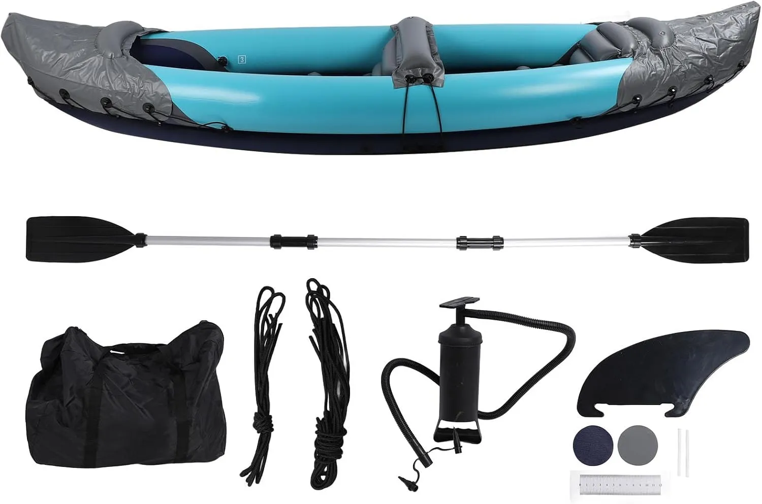 2 Person Foldable Kayak Portable Sunlight Protection Thickened PVC Inflatable Canoe for Fishing Rafting Boating
