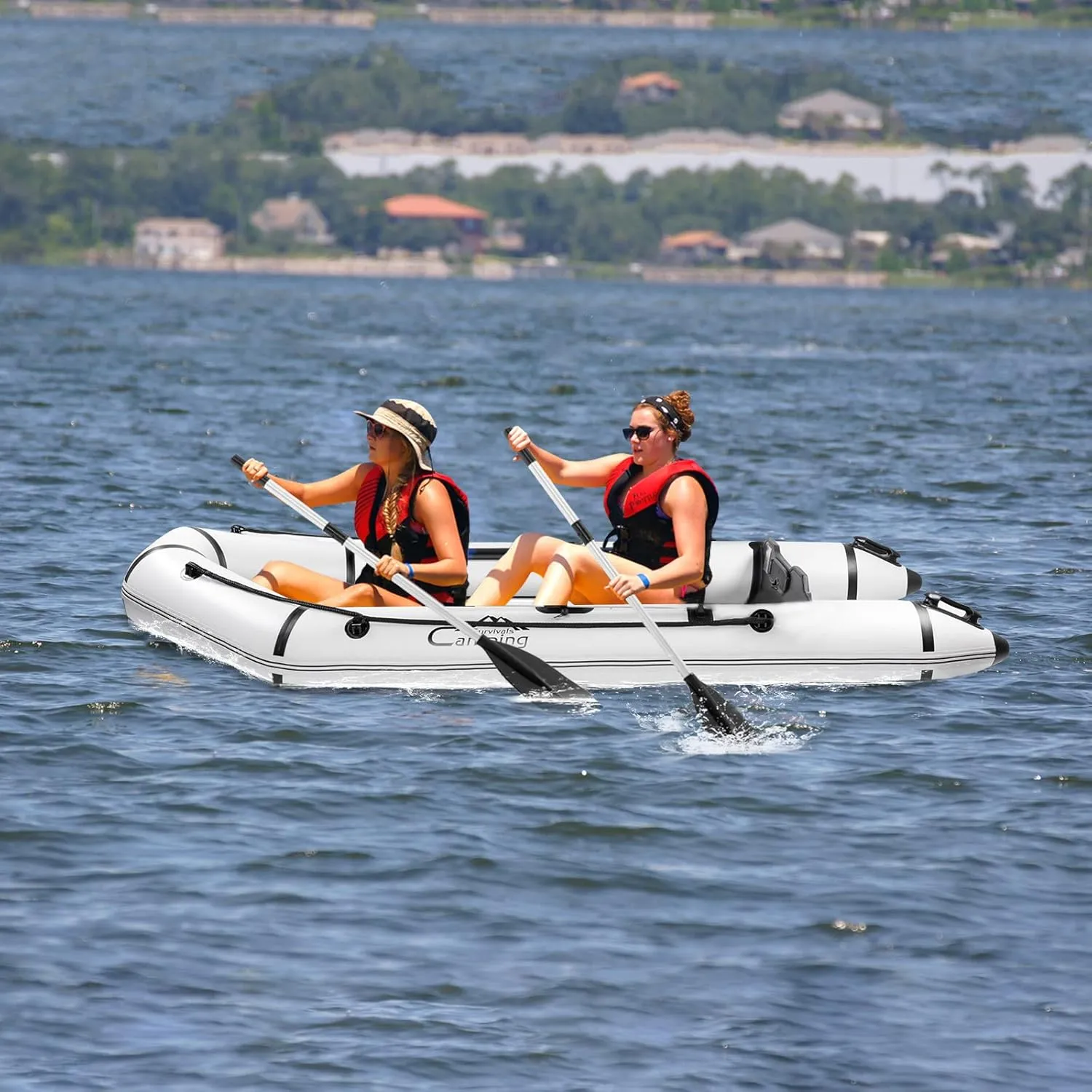 2 Person Inflatable Boat, Raft Inflatable Kayak with Foot Pump & Paddle US in Stock Inflatable Boat for Adults,Portable Fishing Boat