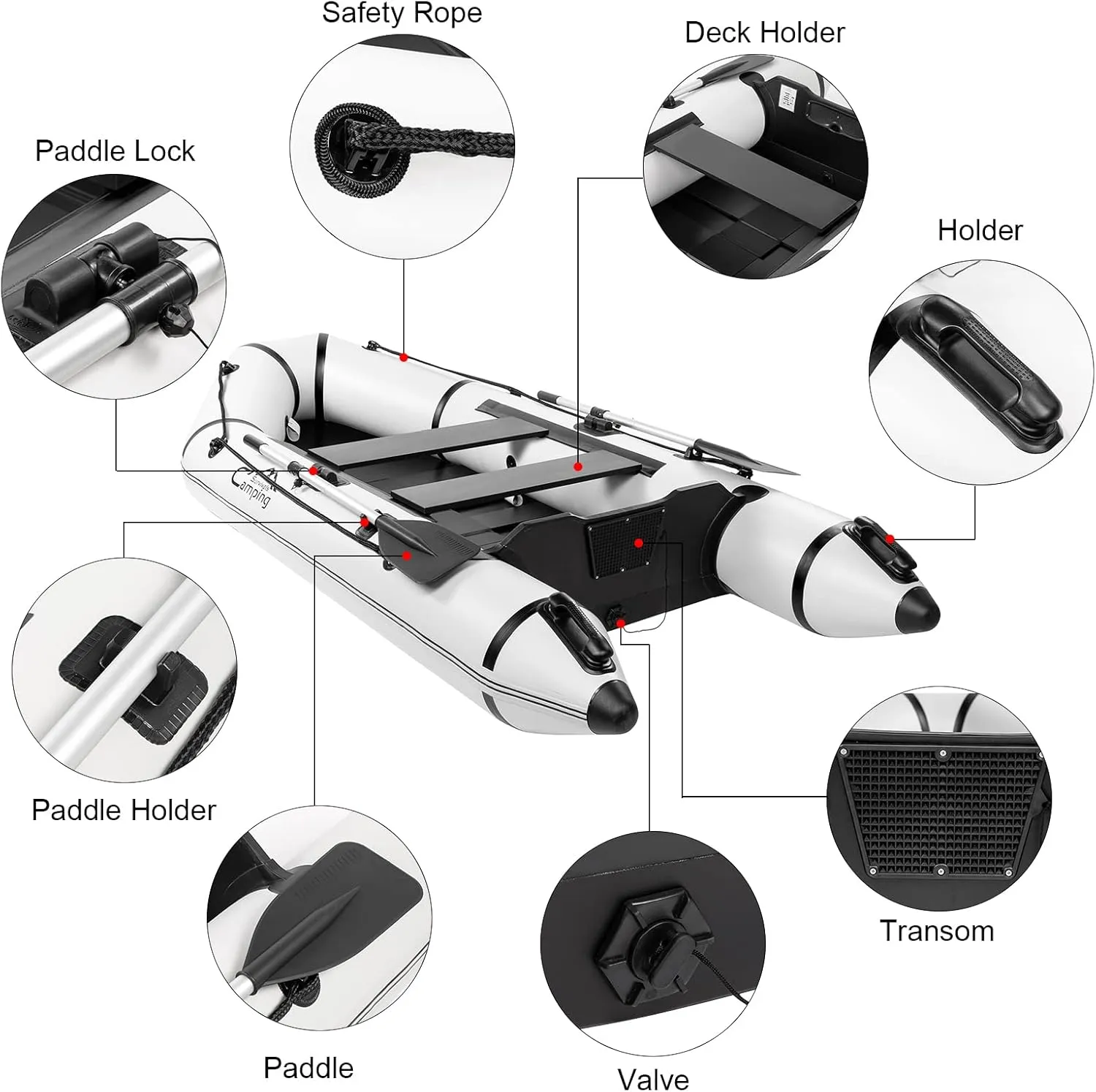 2 Person Inflatable Boat, Raft Inflatable Kayak with Foot Pump & Paddle US in Stock Inflatable Boat for Adults,Portable Fishing Boat