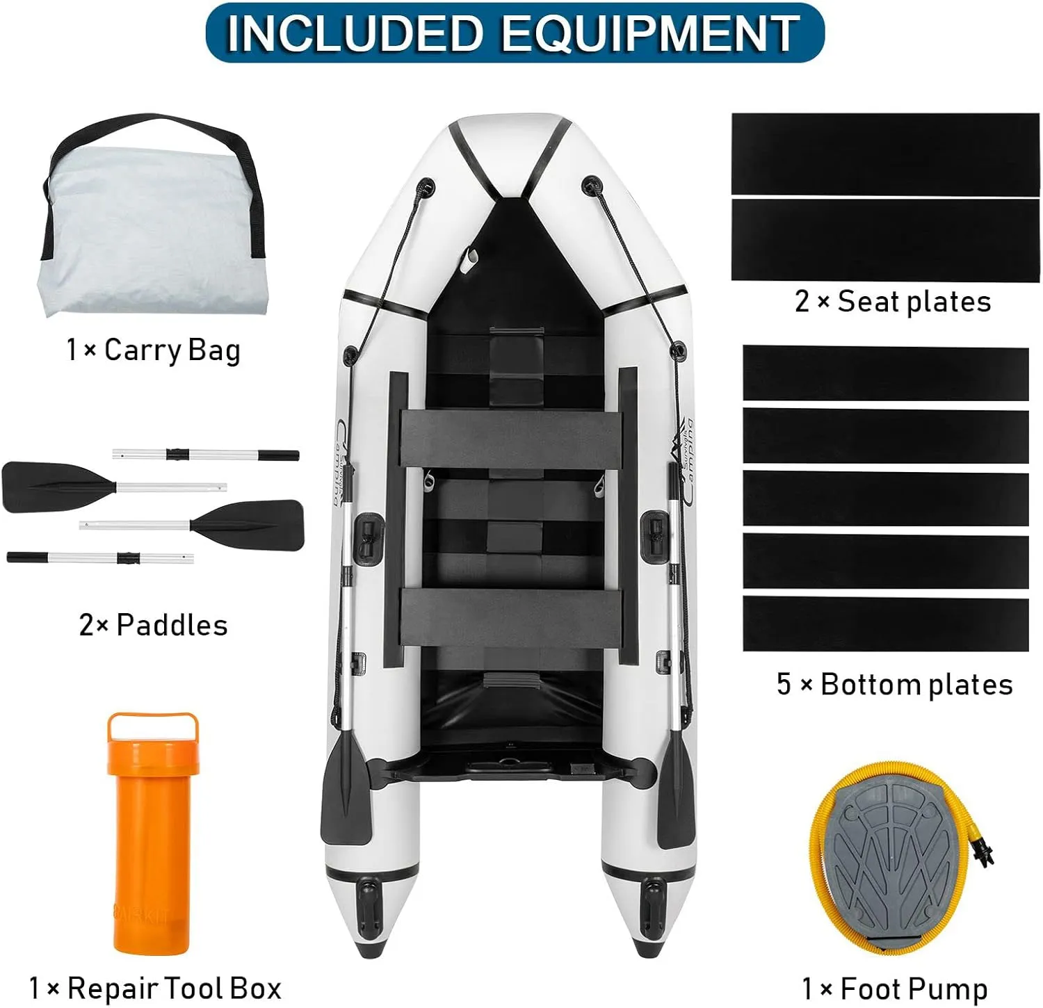 2 Person Inflatable Boat, Raft Inflatable Kayak with Foot Pump & Paddle US in Stock Inflatable Boat for Adults,Portable Fishing Boat