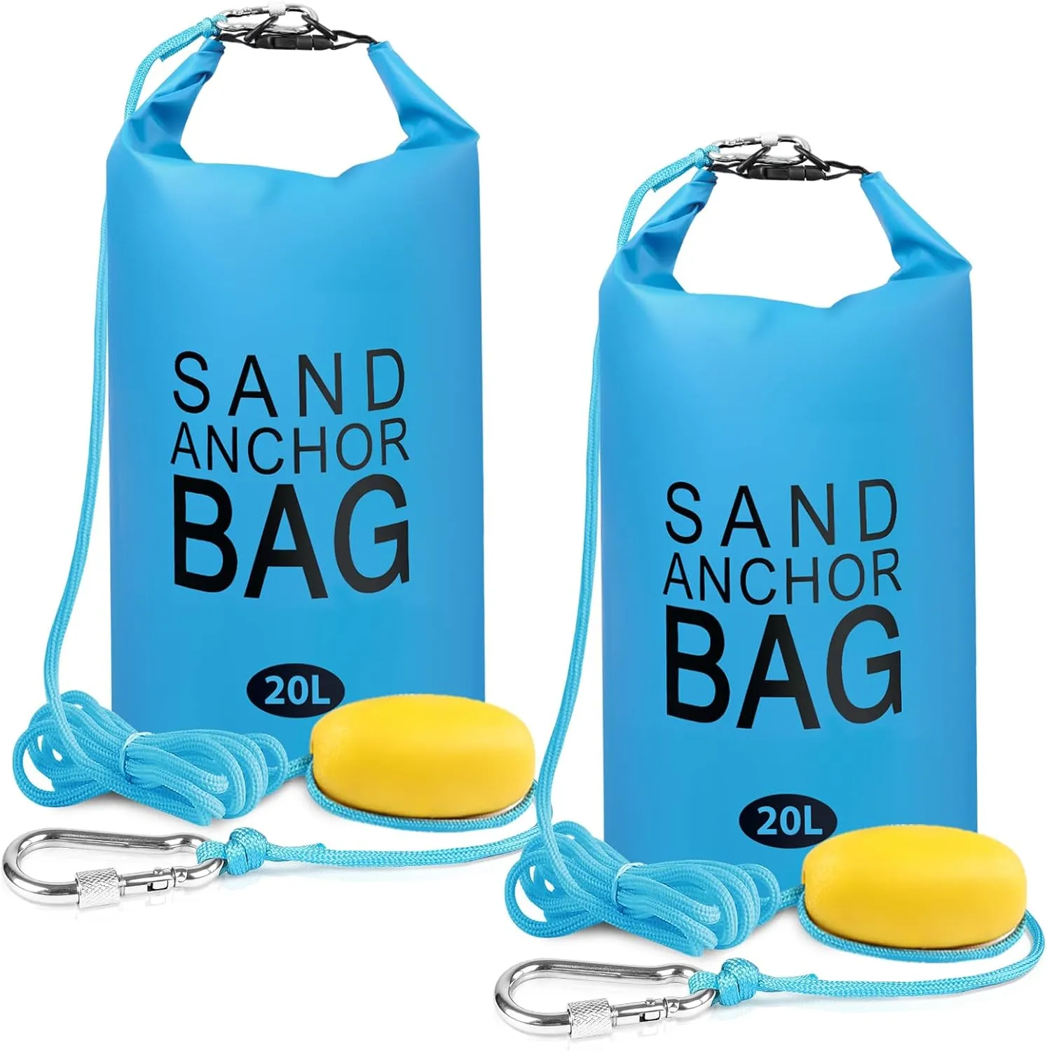 20L Sand Anchor Bag, 2 in 1 Jet Ski Anchor Kit for Float with Adjustable Buoy, Waterproof Dry Bag for Jetski, Kayak, Boat, Water Sports - Blue