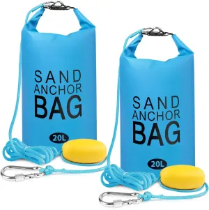 20L Sand Anchor Bag, 2 in 1 Jet Ski Anchor Kit for Float with Adjustable Buoy, Waterproof Dry Bag for Jetski, Kayak, Boat, Water Sports - Blue