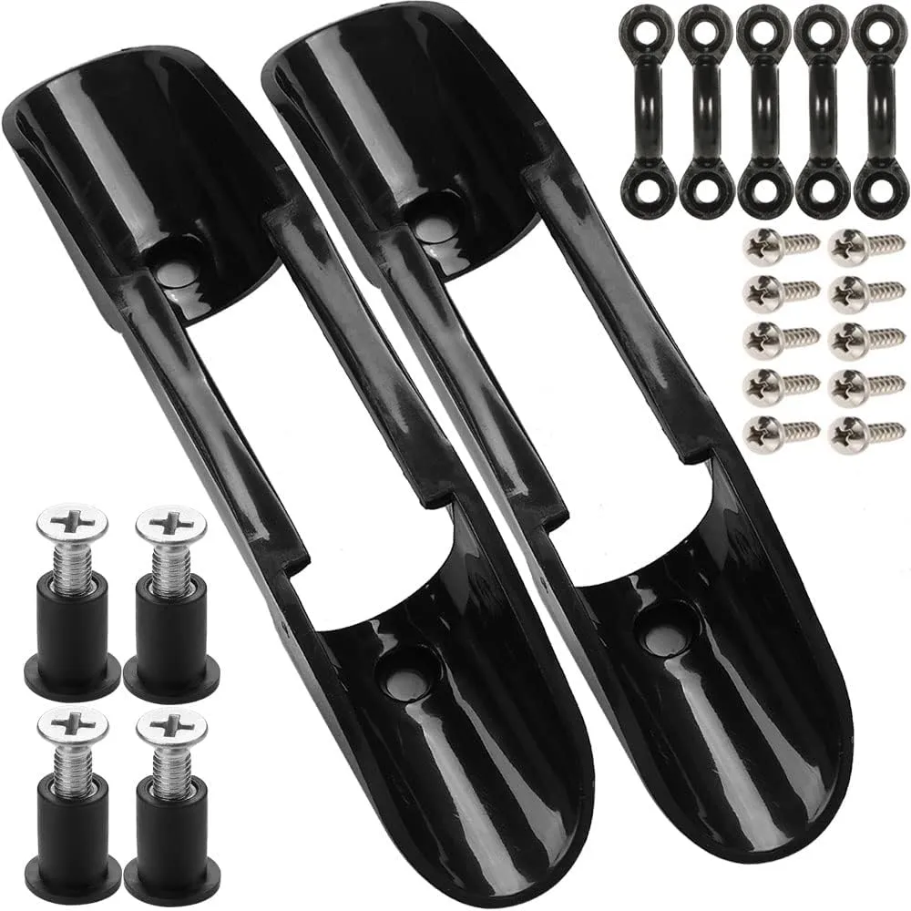 2PCS/4PCS Kayak Paddle Holder Clips with 5Pcs Kayak Pad Eye, Kayak Paddle Clip Deck Mounted Universal Kayak Paddle Clip & Fishing Net Clip