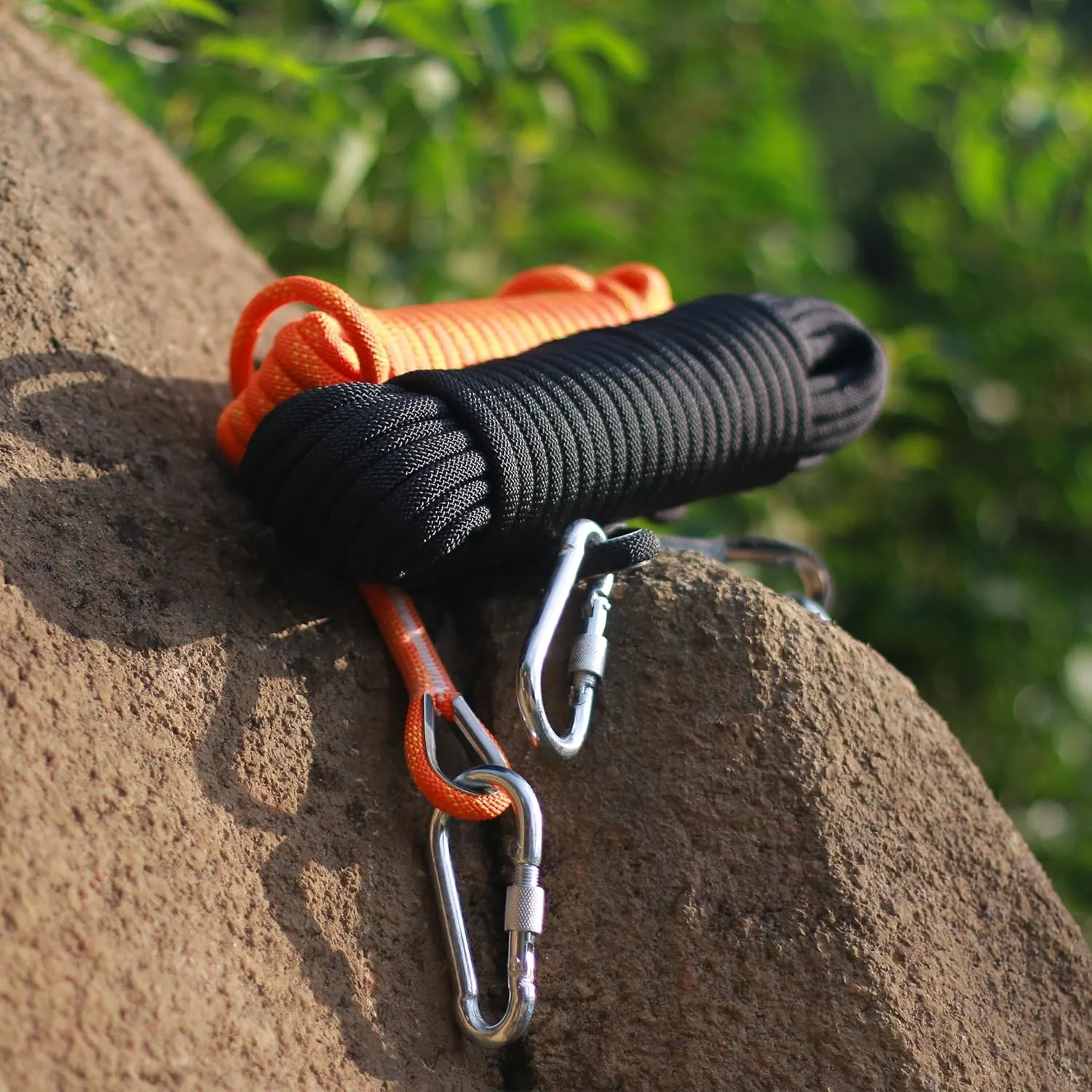 8mm Static Climbing Rope: Heavy Duty Outdoor Rock Climbing Rope for Arborist Tree Work, Rescue, Camping & Hiking, (10m/32ft, 20m/64ft, 30m/96ft) Orange/Black