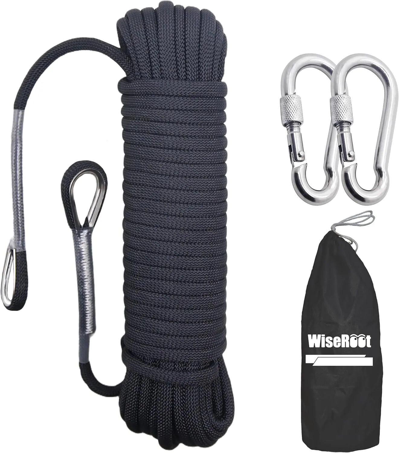 8mm Static Climbing Rope: Heavy Duty Outdoor Rock Climbing Rope for Arborist Tree Work, Rescue, Camping & Hiking, (10m/32ft, 20m/64ft, 30m/96ft) Orange/Black