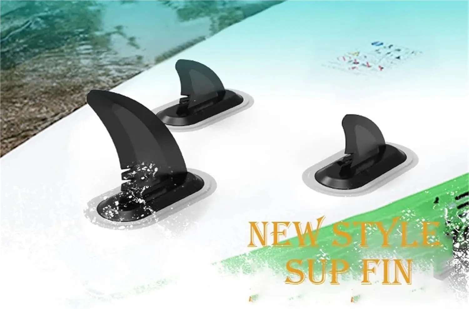 9.9/19cm Black/White SUP Central Fin and Side Fin Stand Up/Paddle/Inflatable Board Surfboard Central Fin Water Sport Easy Installation
