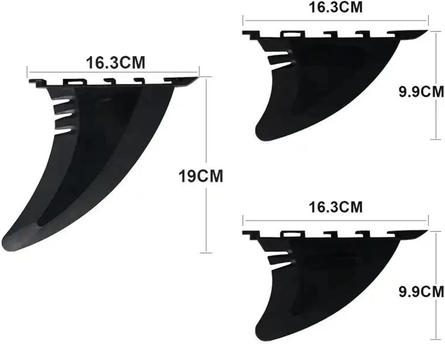 9.9/19cm Black/White SUP Central Fin and Side Fin Stand Up/Paddle/Inflatable Board Surfboard Central Fin Water Sport Easy Installation