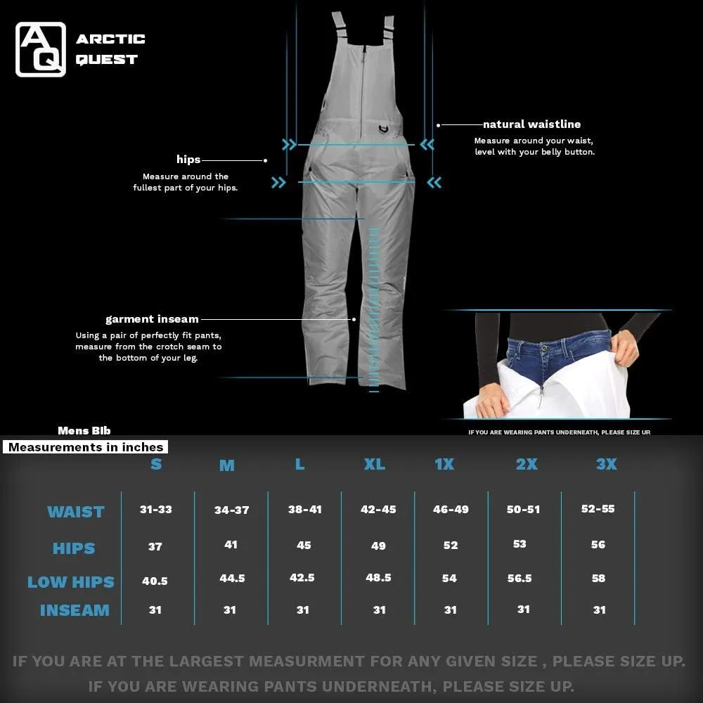 Arctic Quest Mens Insulated Snow and Ski Bib Overalls Snow Pants Snowboard Mens Overalls for Fishing, Hunting, Snowmobiling