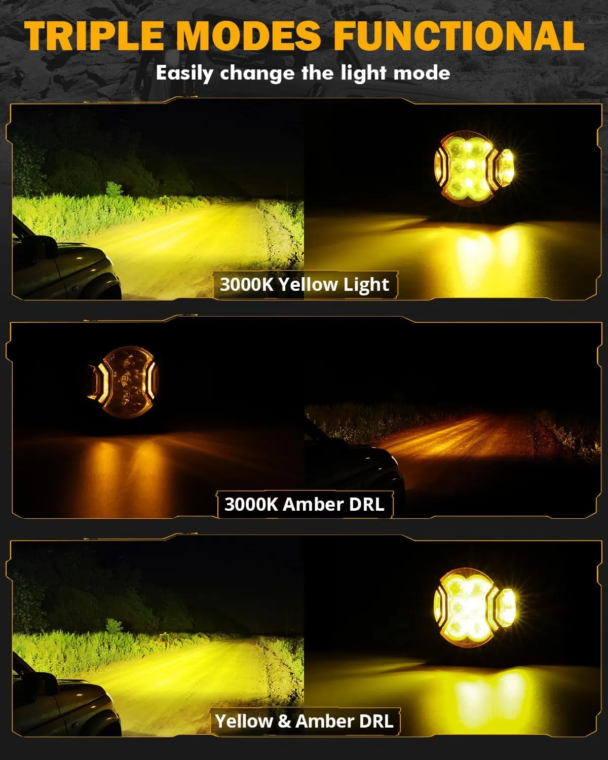 Auxbeam V-Ultra Series 3 Inch 108W LED Round Pods, 3 Modes Offroad Driving Side Shooter Light with Amber DRL, 270 Ultra-Wide Amber Cube Universal Spotlights with Covers & DT Plug Wiring Harness