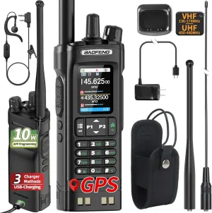 BAOFENG Radio UV-32 Ham Radio 10W Long Range Handheld NOAA Weather Receiver Rechargeable Walkie Talkies with GPS, AM, Copy Frequency, USB-C Rechargeable Battery