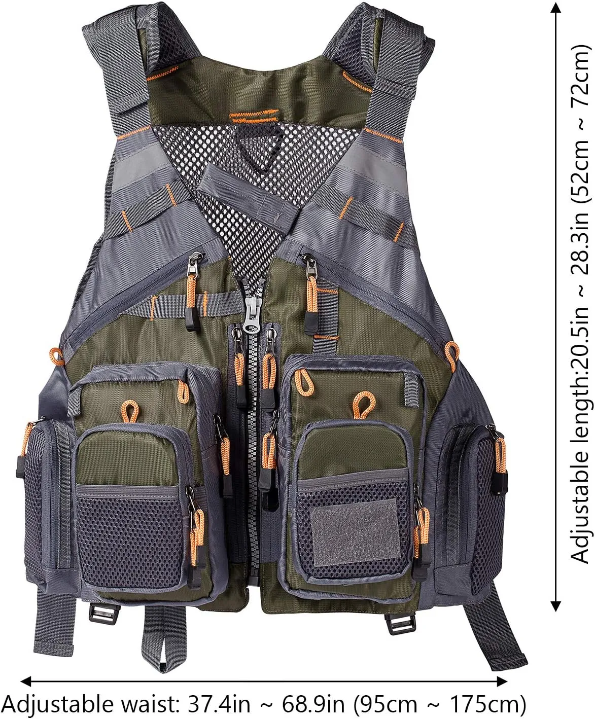 BASSDASH Strap Fishing Vest Adjustable for Men and Women, for Fly Bass Fishing and Outdoor Activities