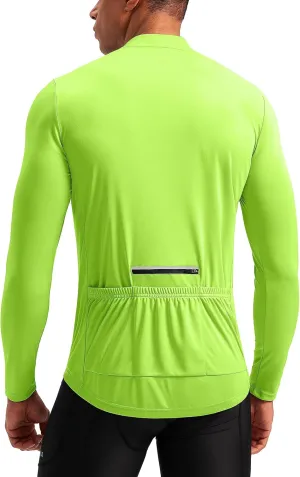 Bikewa Men's Cycling Jersey with 3 1 Rear Zipper Pockets Long Sleeve Moisture Wicking UPF 50  Half Zip Riding Bike Shirts