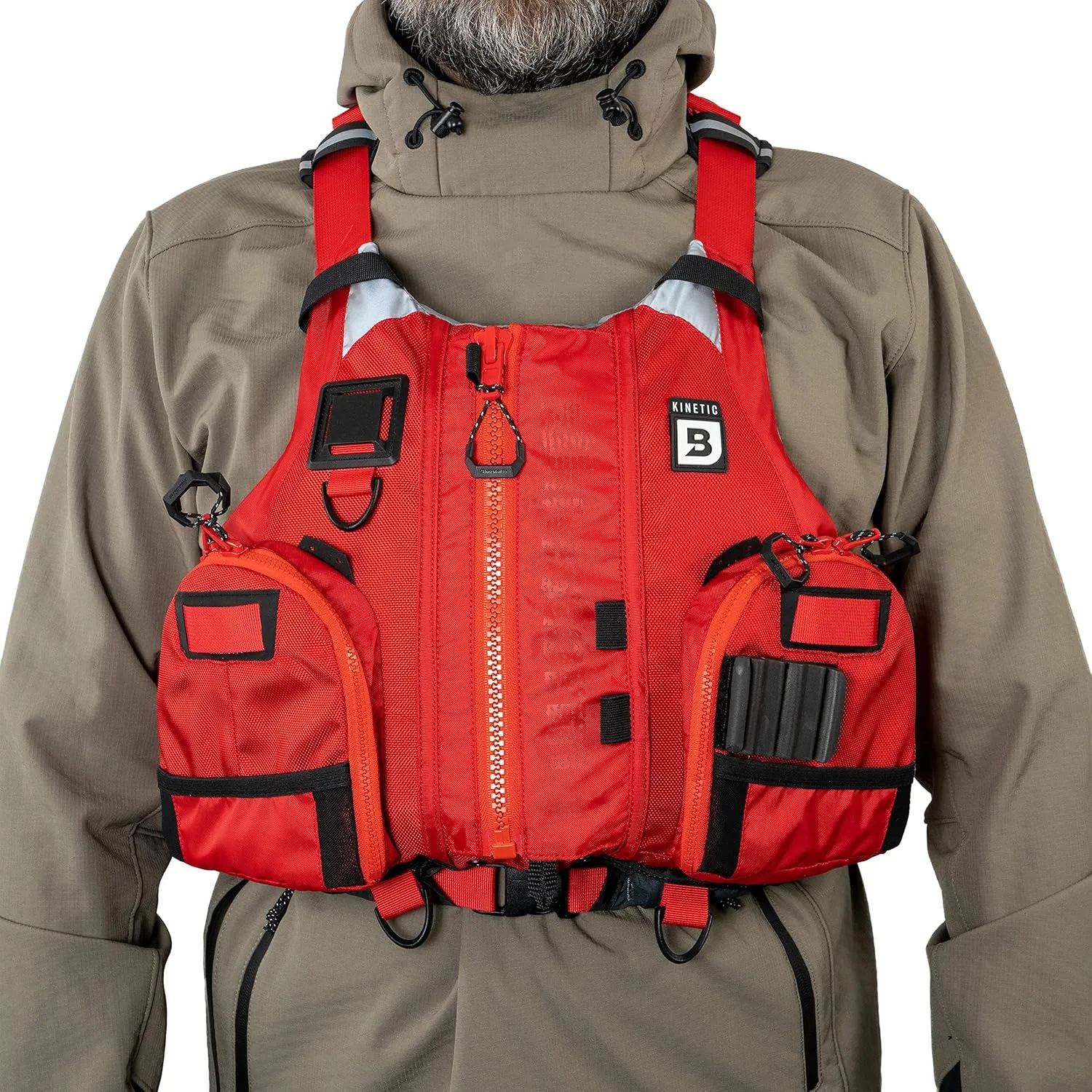 BLUESTORM Kinetic Fishing Life Jacket (PFD) | Fully Adjustable | Slim Back | Large Pockets | US Coast Guard Approved | for Kayaking, Fishing and More