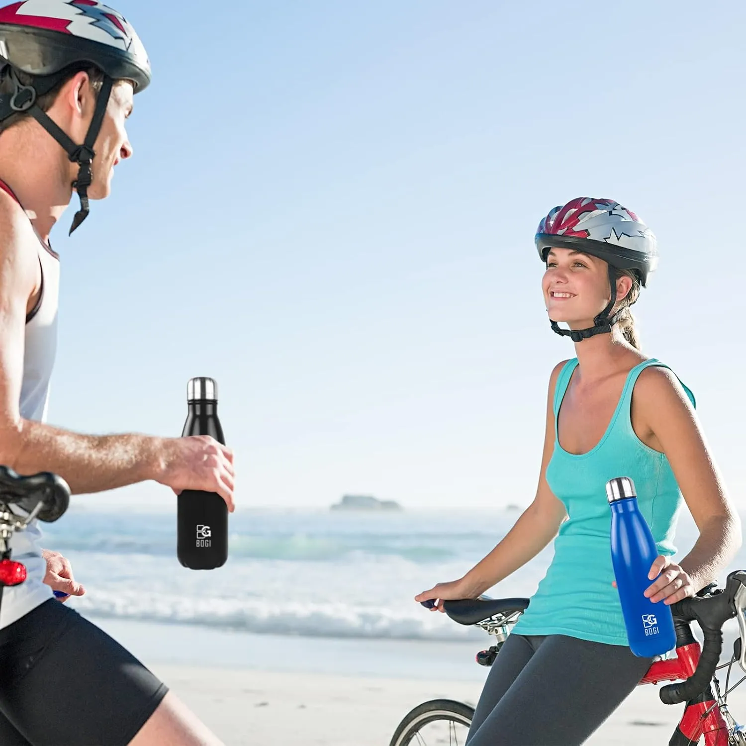 BOGI Insulated Water Bottle, 17oz 2 Pack Stainless Steel Water Bottles, Leak Proof Sports Metal Water Bottles Keep Drink Cold for 24 Hours and Hot for 12 Hours BPA Free kids water bottle for School