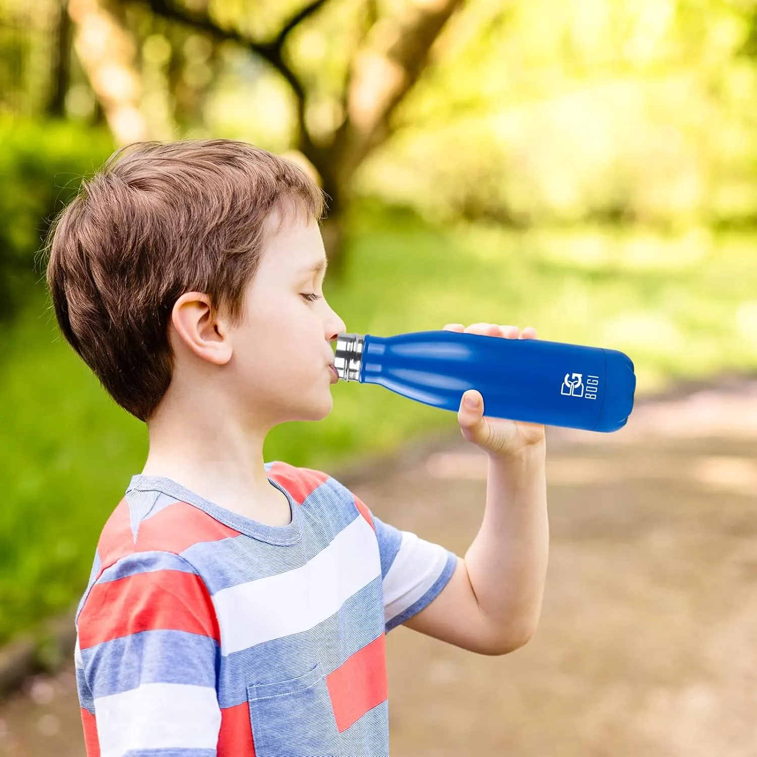 BOGI Insulated Water Bottle, 17oz 2 Pack Stainless Steel Water Bottles, Leak Proof Sports Metal Water Bottles Keep Drink Cold for 24 Hours and Hot for 12 Hours BPA Free kids water bottle for School