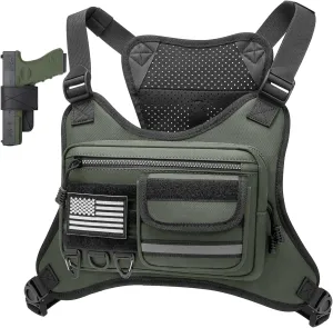 Chest Bag for Men Women, Tactical Vest with Removal Pistol Holster, Chest Pack for Hiking, Cycling, Workouts