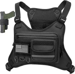 Chest Bag for Men Women, Tactical Vest with Removal Pistol Holster, Chest Pack for Hiking, Cycling, Workouts