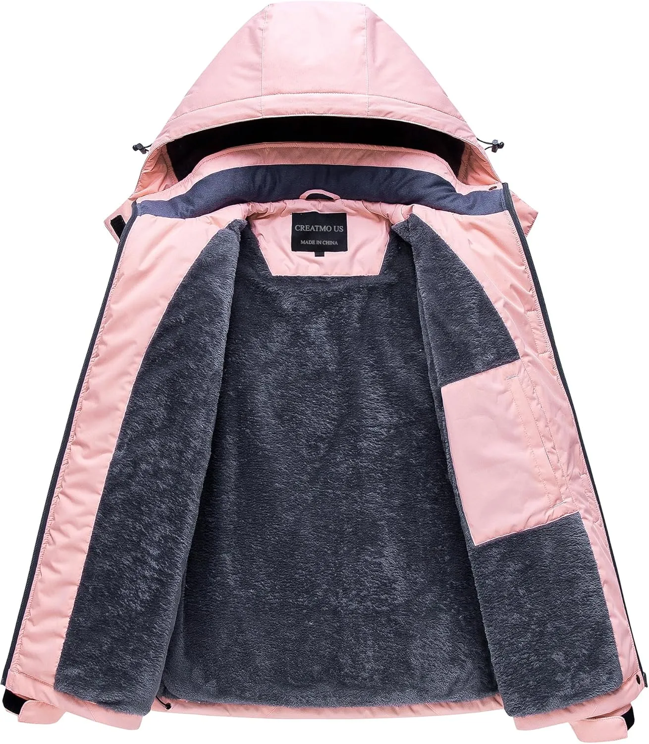CREATMO US Women's Mountain Waterproof Ski Jacket Windproof Snowboarding Jacket Warm Winter Coat Raincoat