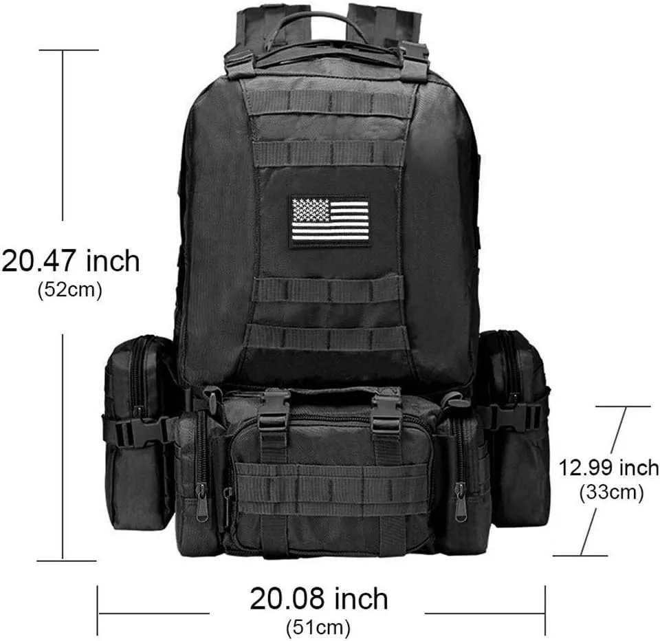 CVLIFE Tactical Backpack Military Army Rucksack 60L Large Assault Pack Detachable Molle Bag