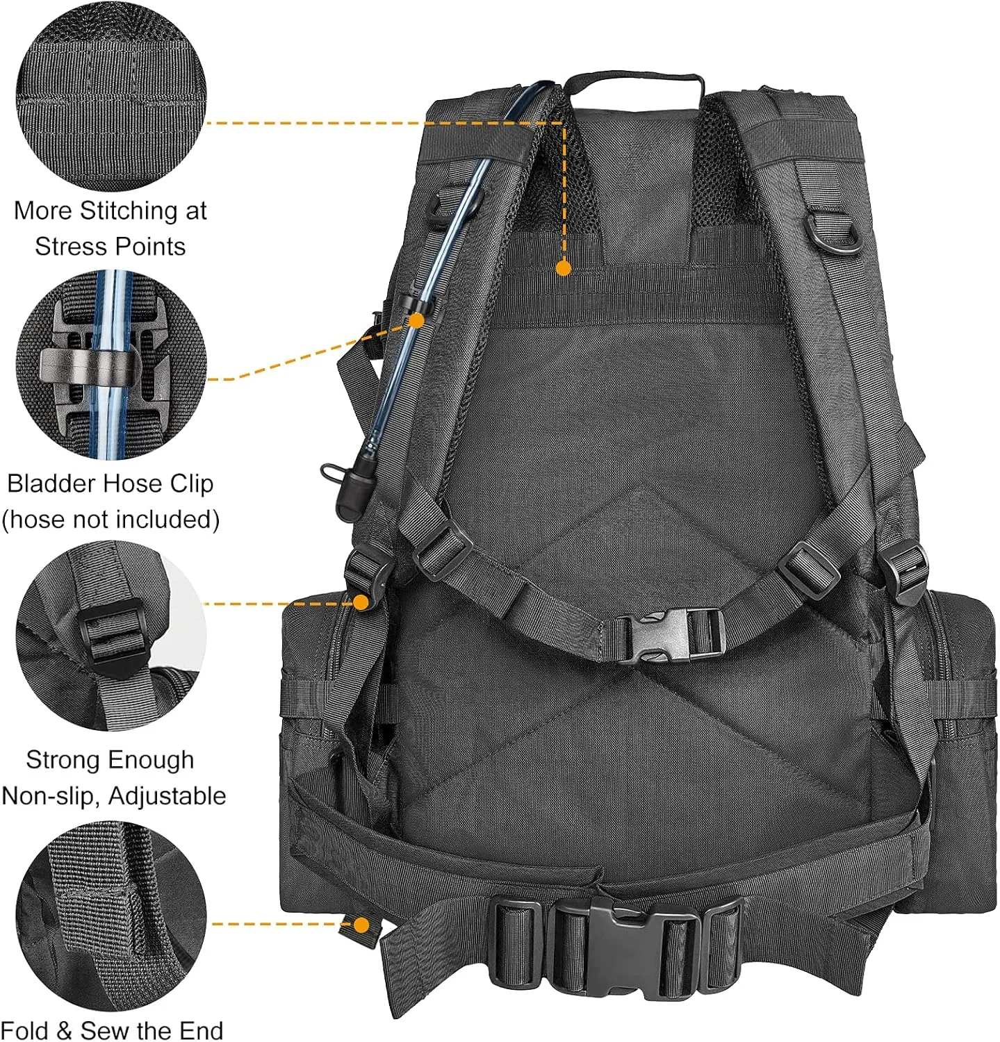 CVLIFE Tactical Backpack Military Army Rucksack 60L Large Assault Pack Detachable Molle Bag