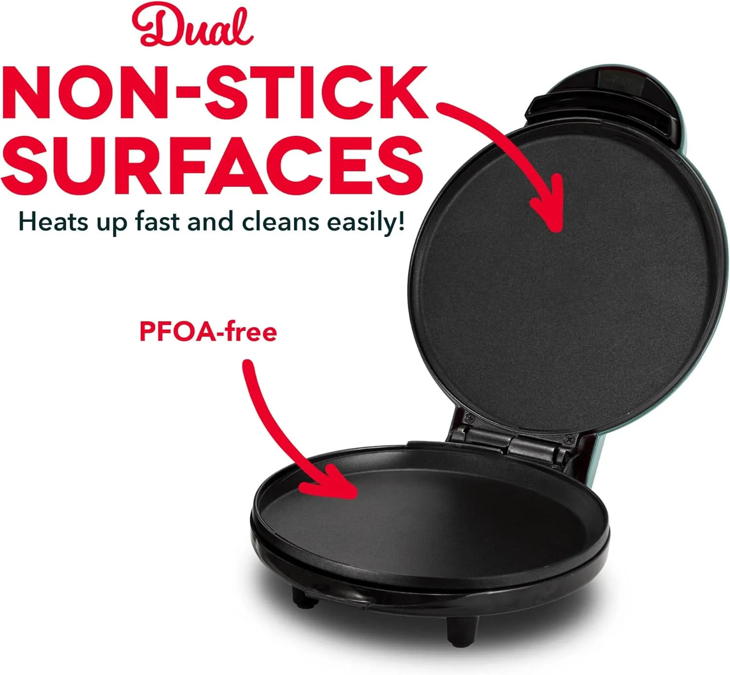 DASH 8 Express Electric Round Griddle for for Pancakes, Cookies, Burgers, Quesadillas, Eggs & other on the go Breakfast, Lunch & Snacks - Aqua