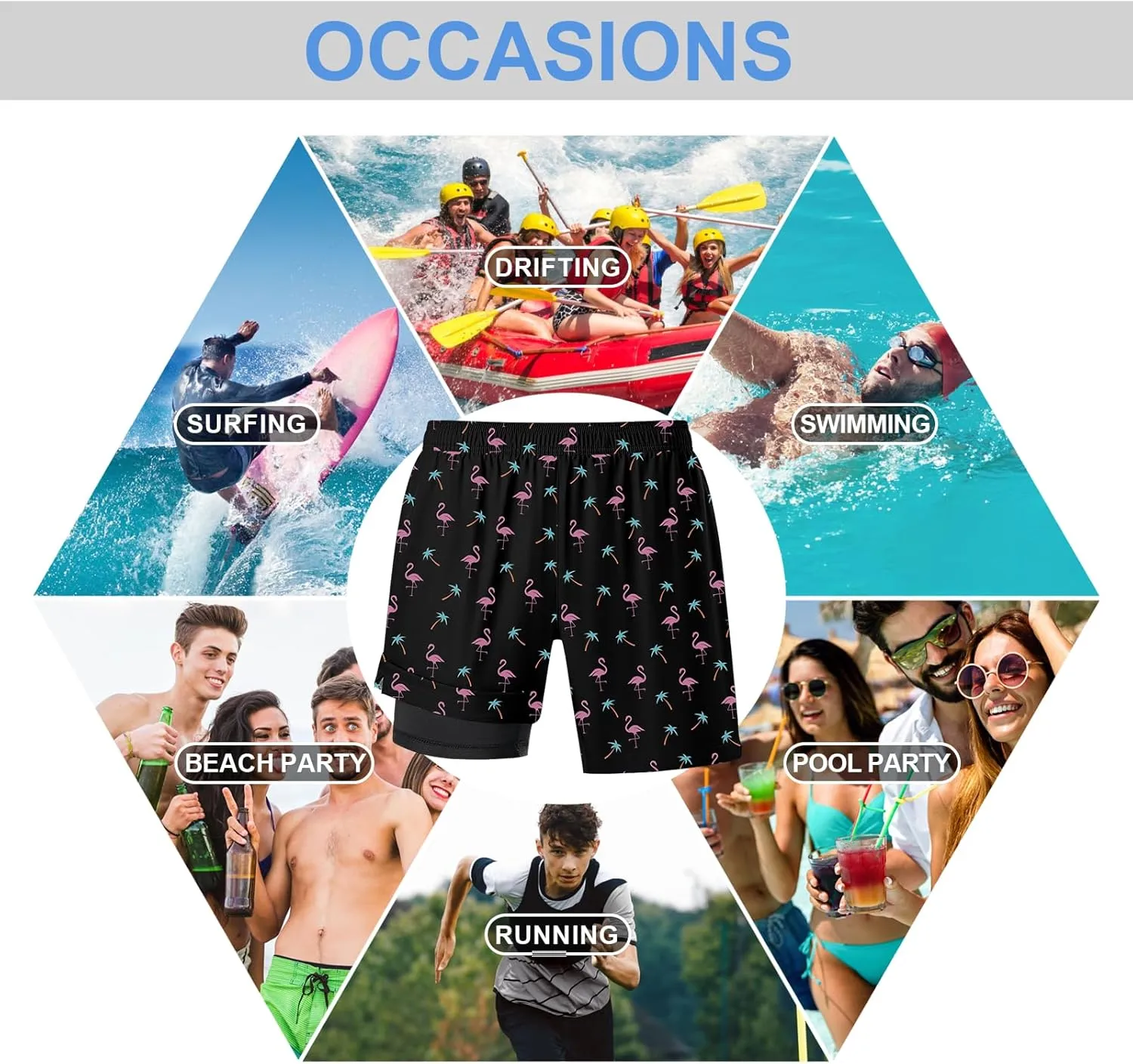 DEOLAX Mens Swim Trunks 7 Inch Inseam Summer Dry Fit Swimming Trunks Board Shorts Lightweight Workout Mens Bathing Suit
