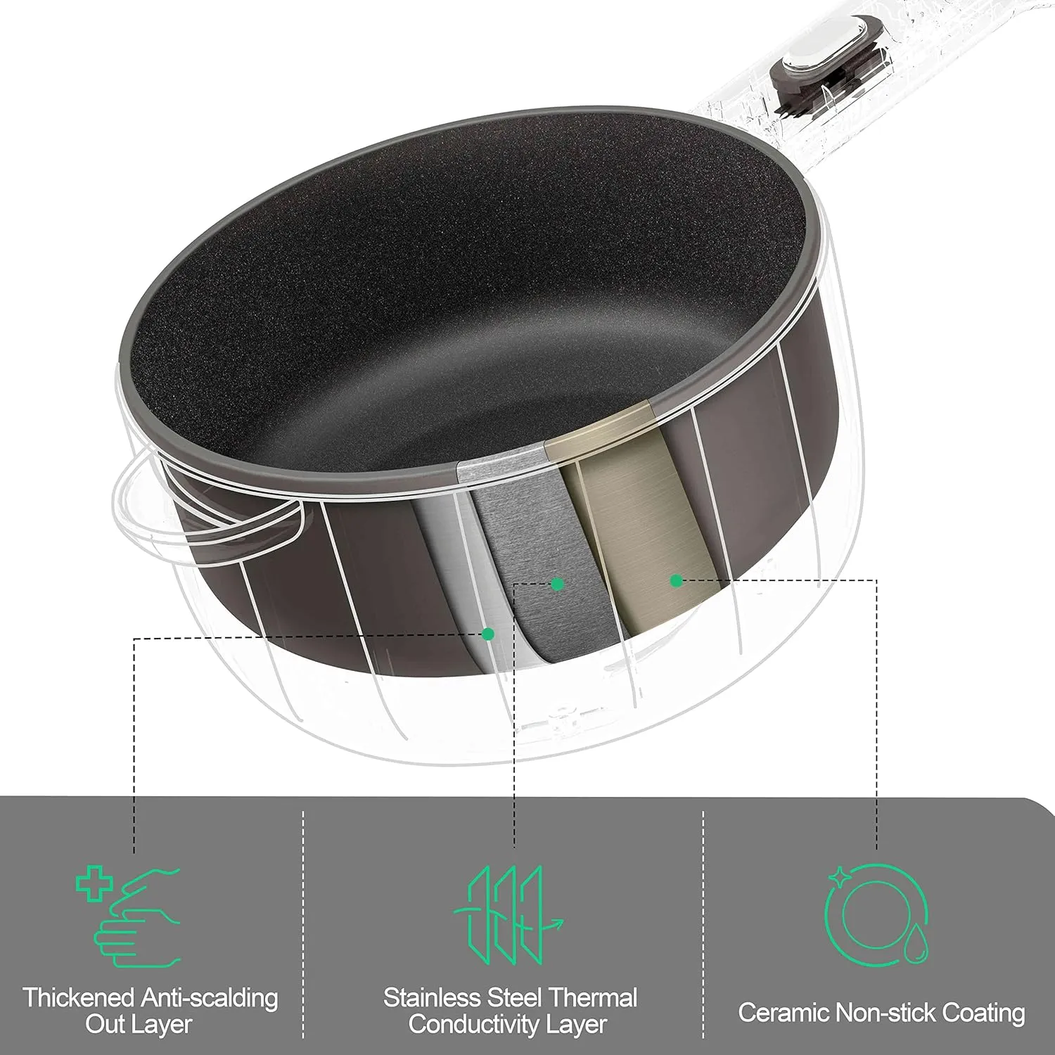 Dezin Electric Cooker, 2L Non-Stick Saut Pan, Rapid Noodles Cooker, Mini Pot for Ramen with Power Adjustment, Dorm Room Essential