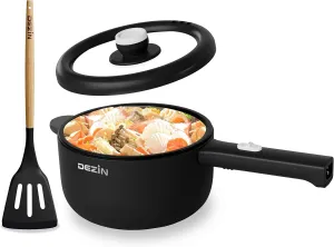 Dezin Electric Cooker, 2L Non-Stick Saut Pan, Rapid Noodles Cooker, Mini Pot for Ramen with Power Adjustment, Dorm Room Essential