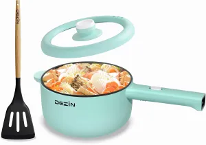 Dezin Electric Cooker, 2L Non-Stick Saut Pan, Rapid Noodles Mini Pot for Steak, Egg, Fried Rice, Ramen, Oatmeal, Soup with Power Adjustment, College Dorm Room Essential
