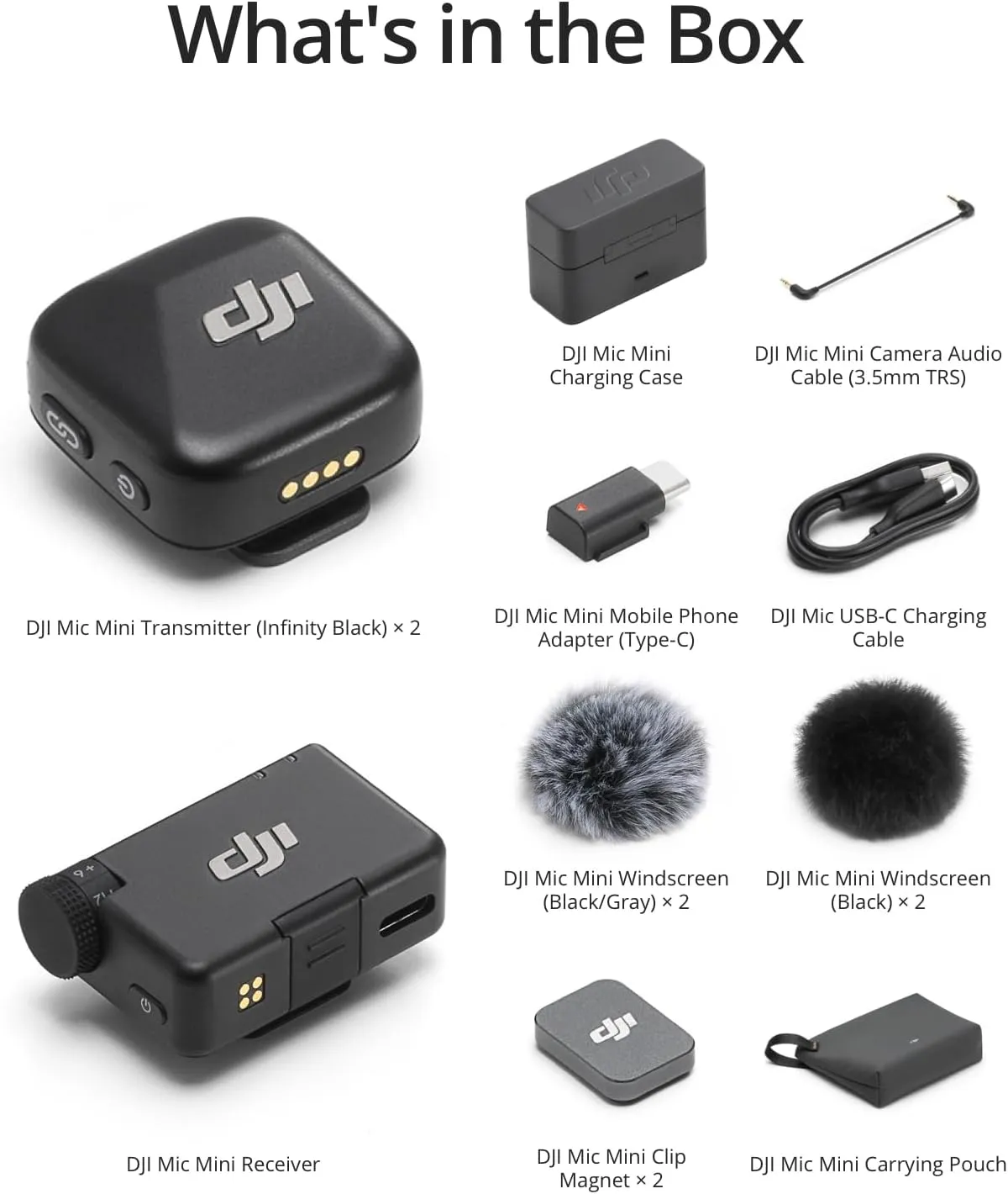 DJI Mic Mini (2 TX   1 RX   Charging Case), Wireless Microphone for iPhone/Camera/Android, Ultralight, Detail-Rich Audio, 48h Use, Noise Cancelling, Automatic Limiting, Vlog, Streaming