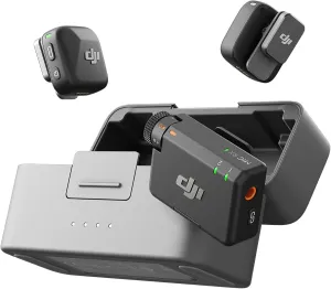 DJI Mic Mini (2 TX   1 RX   Charging Case), Wireless Microphone for iPhone/Camera/Android, Ultralight, Detail-Rich Audio, 48h Use, Noise Cancelling, Automatic Limiting, Vlog, Streaming