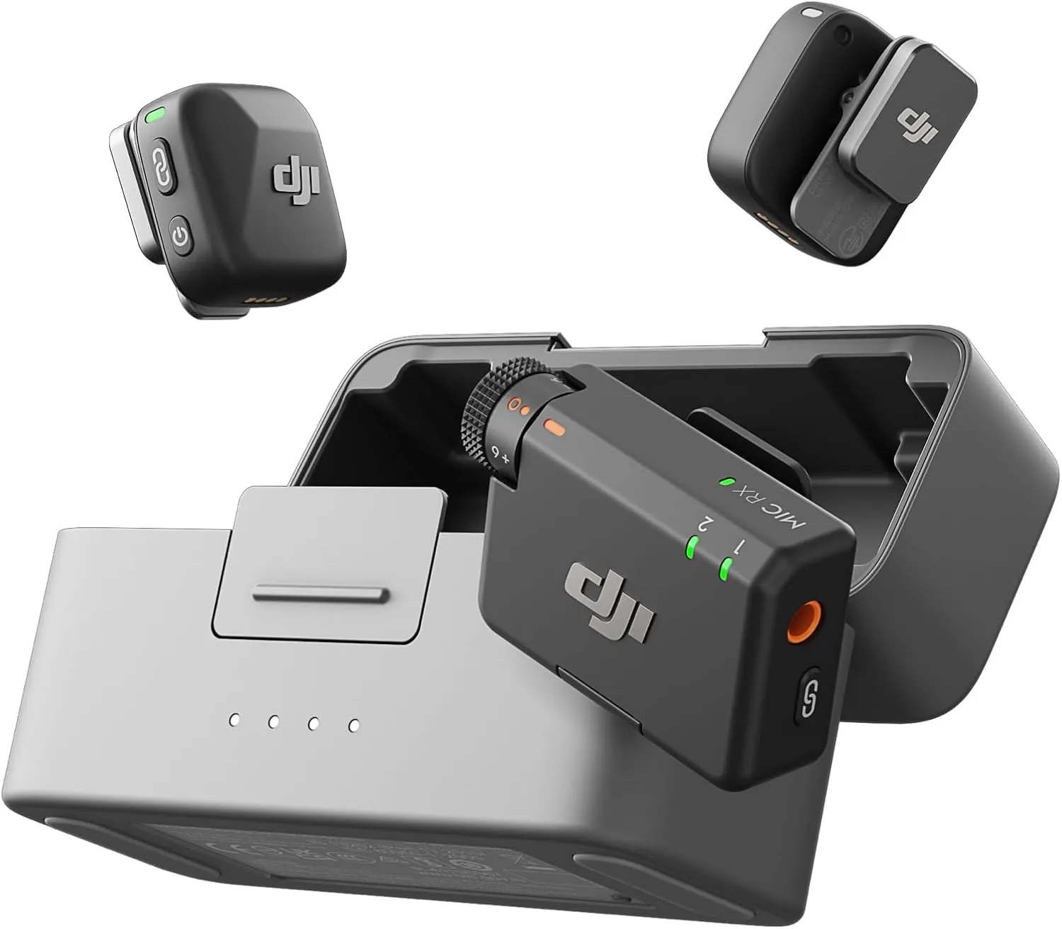DJI Mic Mini (2 TX   1 RX   Charging Case), Wireless Microphone for iPhone/Camera/Android, Ultralight, Detail-Rich Audio, 48h Use, Noise Cancelling, Automatic Limiting, Vlog, Streaming