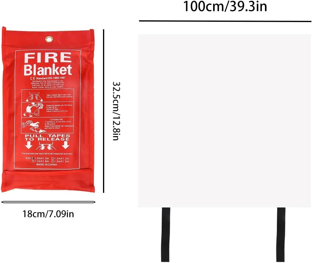Emergency Fire Blanket 2 Pack - 40 x 40 Fireproof Fiberglass Safety Blanket for Home, Kitchen, Camping, and Office - Fire Extinguishing, Flame Retardant, Fire Prevention Cloth, Fire Out Blankets