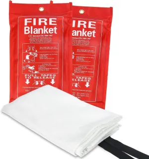 Emergency Fire Blanket 2 Pack - 40 x 40 Fireproof Fiberglass Safety Blanket for Home, Kitchen, Camping, and Office - Fire Extinguishing, Flame Retardant, Fire Prevention Cloth, Fire Out Blankets