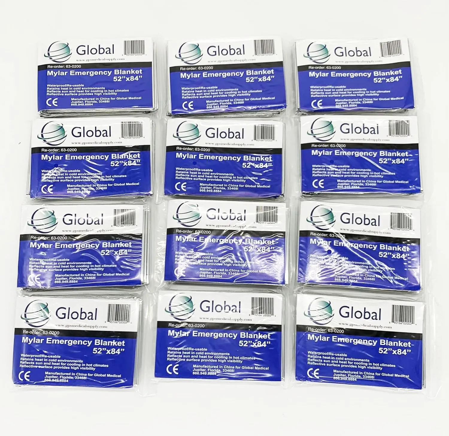 Emergency Mylar Thermal Blankets - 12 Pack | Survival Space Fire Blankets for Outdoor Adventures, Marathons, First Aid | Waterproof & Windproof | Ideal for Camping & Hiking