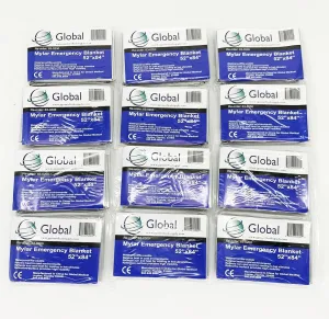 Emergency Mylar Thermal Blankets - 12 Pack | Survival Space Fire Blankets for Outdoor Adventures, Marathons, First Aid | Waterproof & Windproof | Ideal for Camping & Hiking