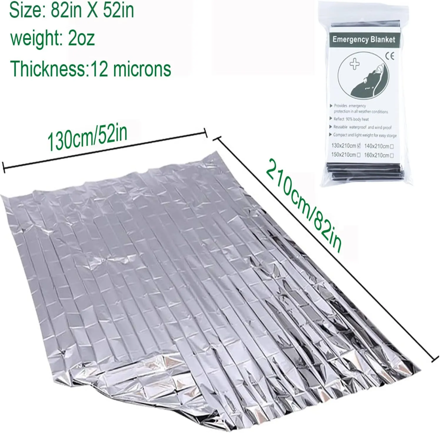 Emergency Mylar Thermal Blankets, Designed for Outdoors, Survival Reflective Thermal First Aid Foil Blanket