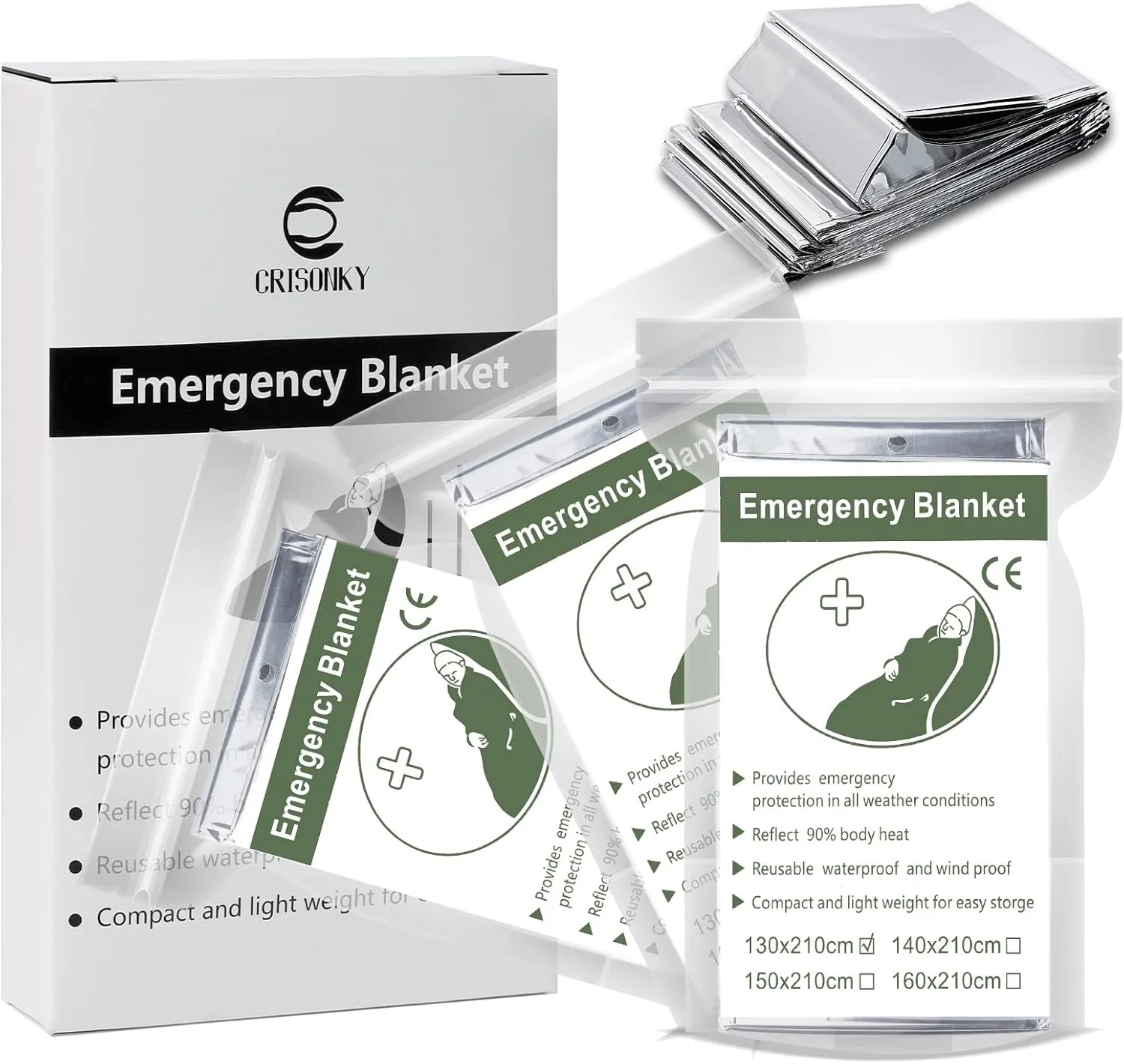 Emergency Mylar Thermal Blankets, Designed for Outdoors, Survival Reflective Thermal First Aid Foil Blanket