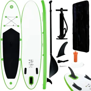 Enjoy Water Activities with Inflatable Stand Up Paddle Board Set, Easy to Transport, Robust Design, Green and White