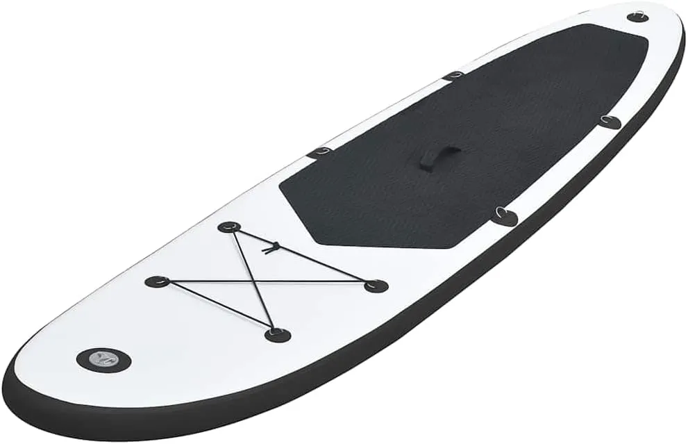 Enjoyable Inflatable Stand Up Paddleboard Set for Water Fun, Puncture-Proof, Durable PVC, Black and White, Easy Transport