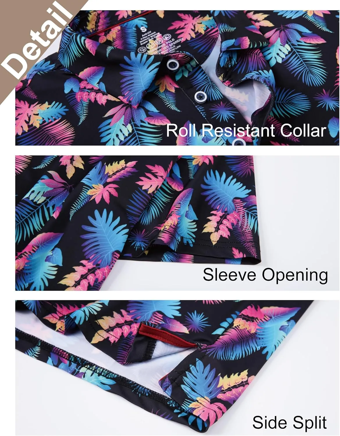 Esabel.C Golf Shirts for Men Dry Fit Performance Short Sleeve Print Moisture Wicking Collared Shirt