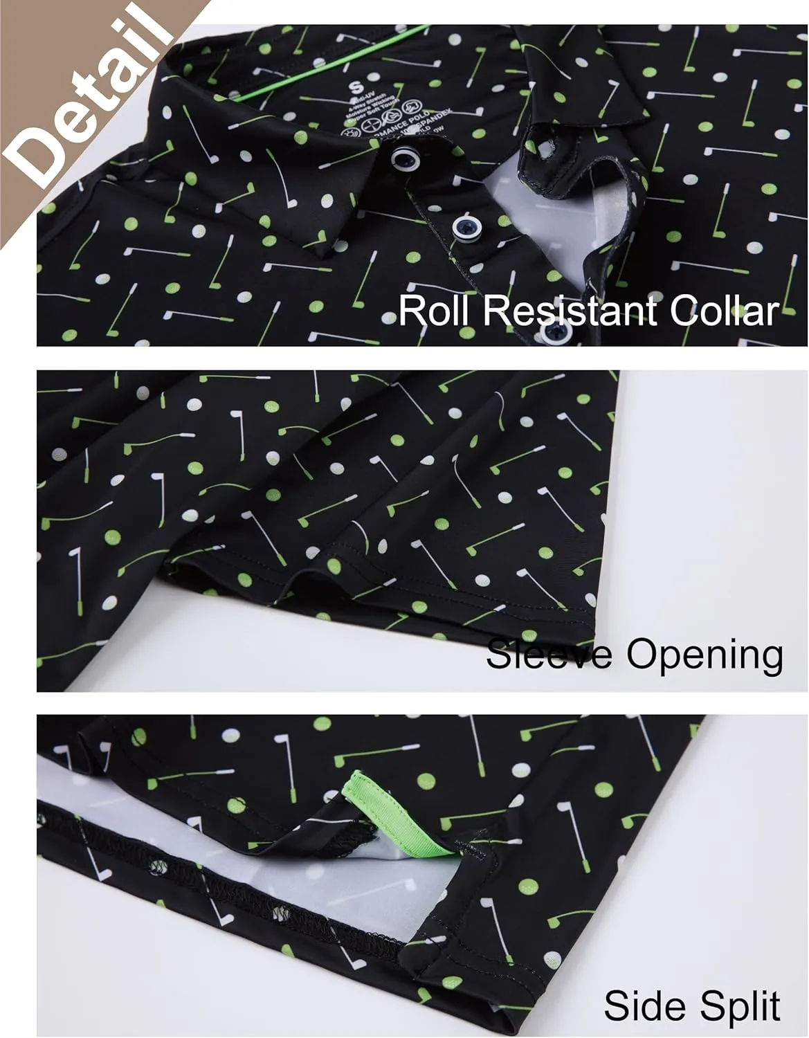 Esabel.C Golf Shirts for Men Dry Fit Performance Short Sleeve Print Moisture Wicking Collared Shirt