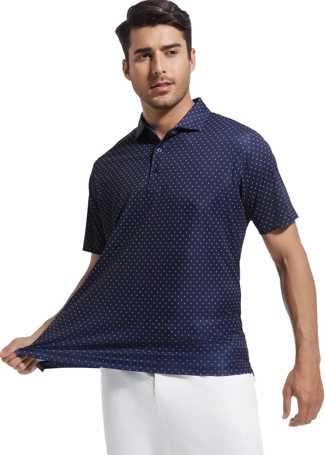 Esabel.C Mens Golf Shirts Print Moisture Wicking Short Sleeve Performance Dry Fit Stretch Active Polo Shirts for Men