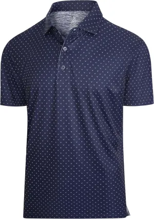 Esabel.C Mens Golf Shirts Print Moisture Wicking Short Sleeve Performance Dry Fit Stretch Active Polo Shirts for Men