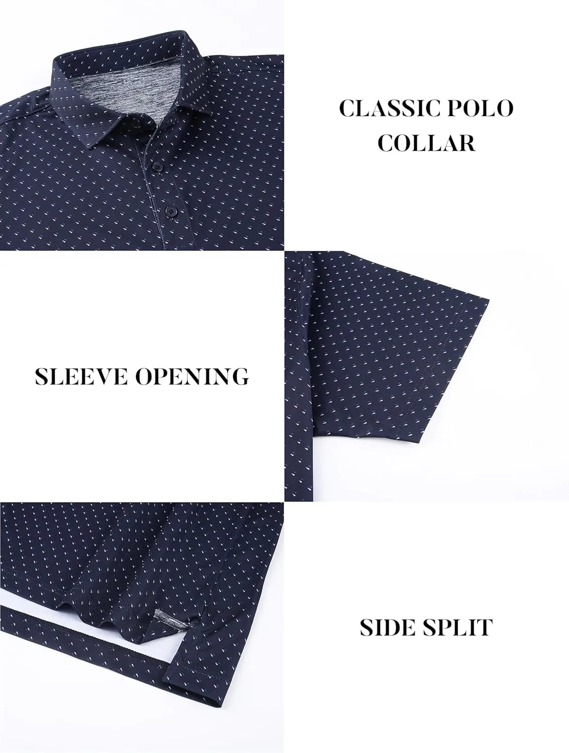 Esabel.C Mens Golf Shirts Print Moisture Wicking Short Sleeve Performance Dry Fit Stretch Active Polo Shirts for Men