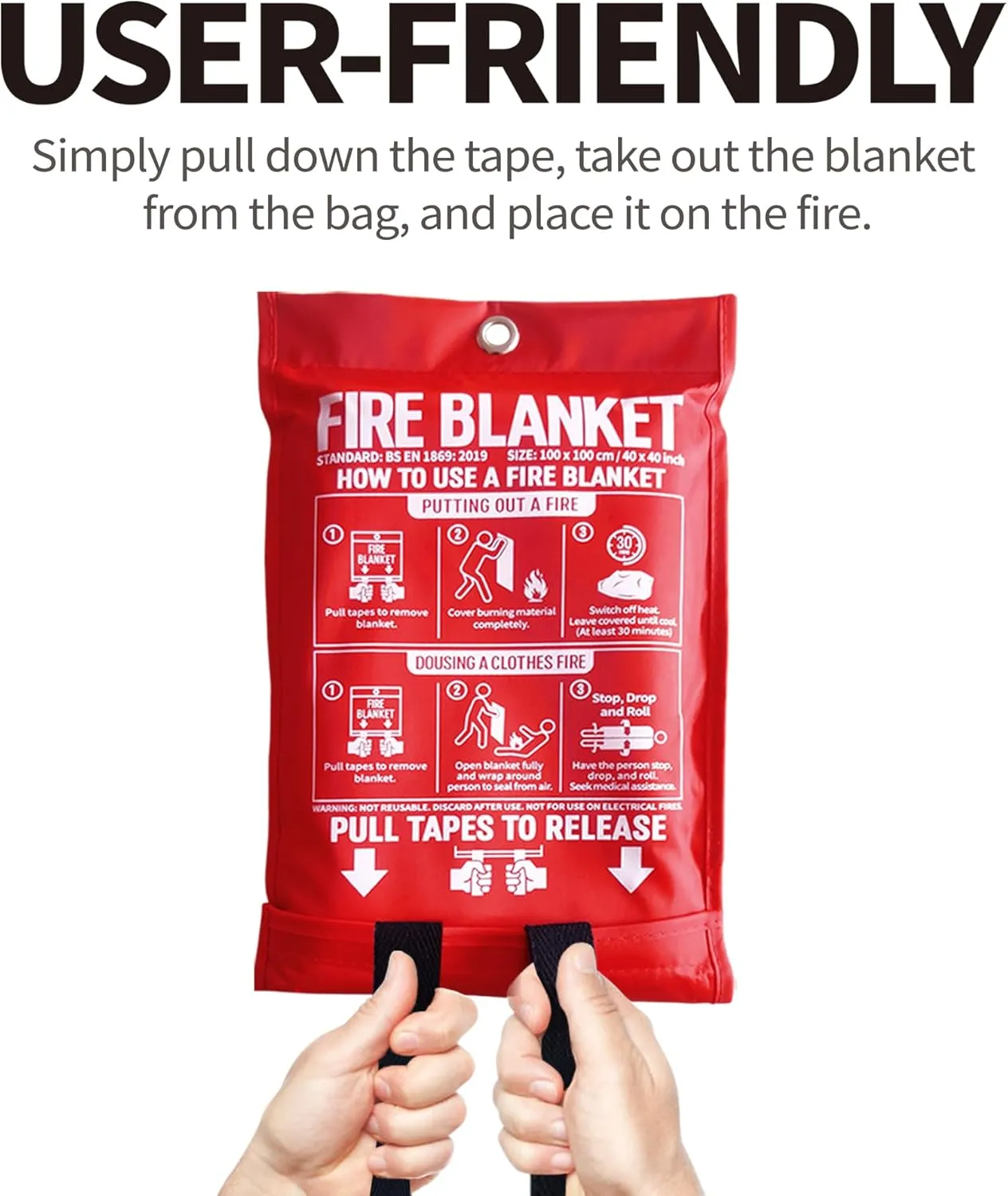 Fire Blanket for Kitchen and Home,40" x 40", Fiberglass Emergency Fire Blanket,4 Pack