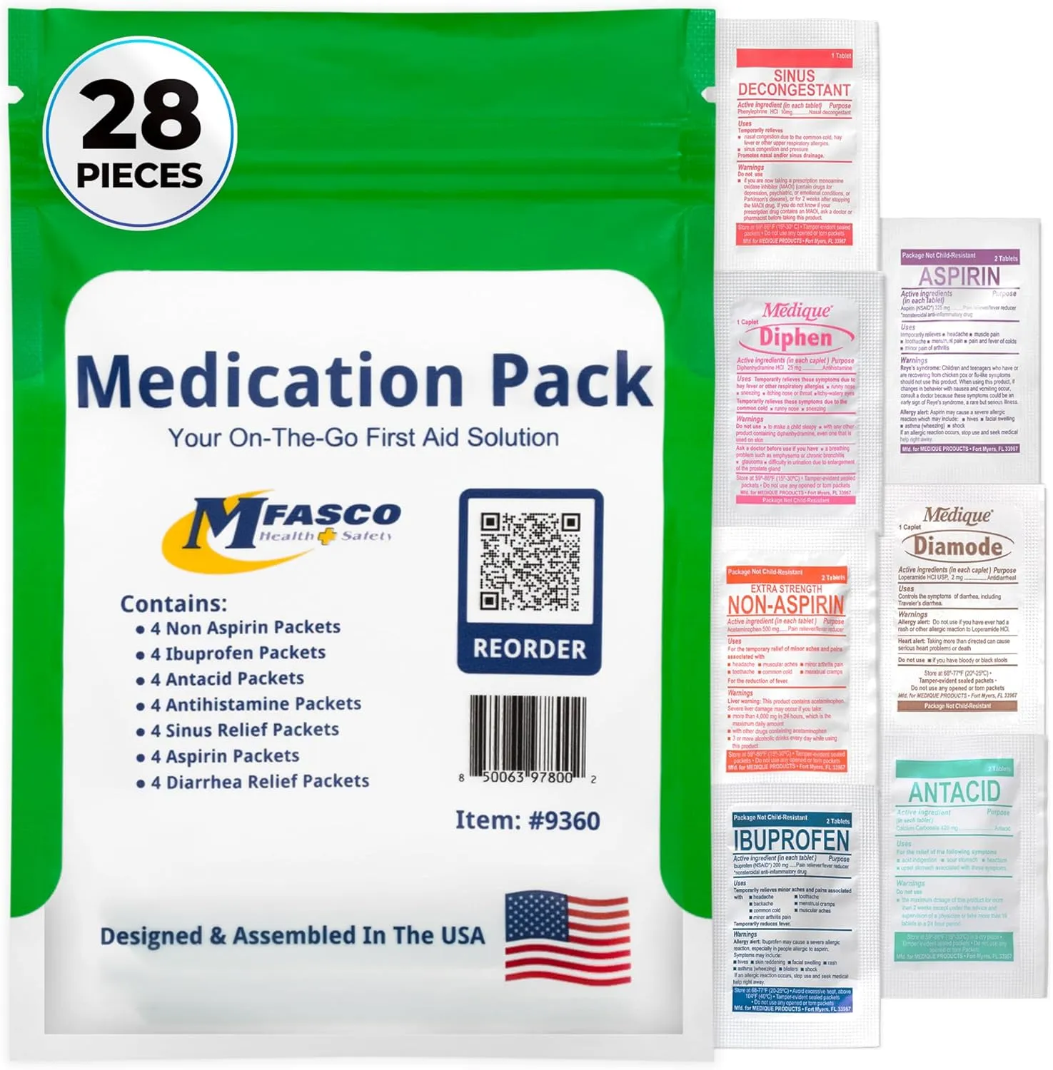 First aid Kit Refill Supplies Medication Pack for Refilling Small Kits or Traveling